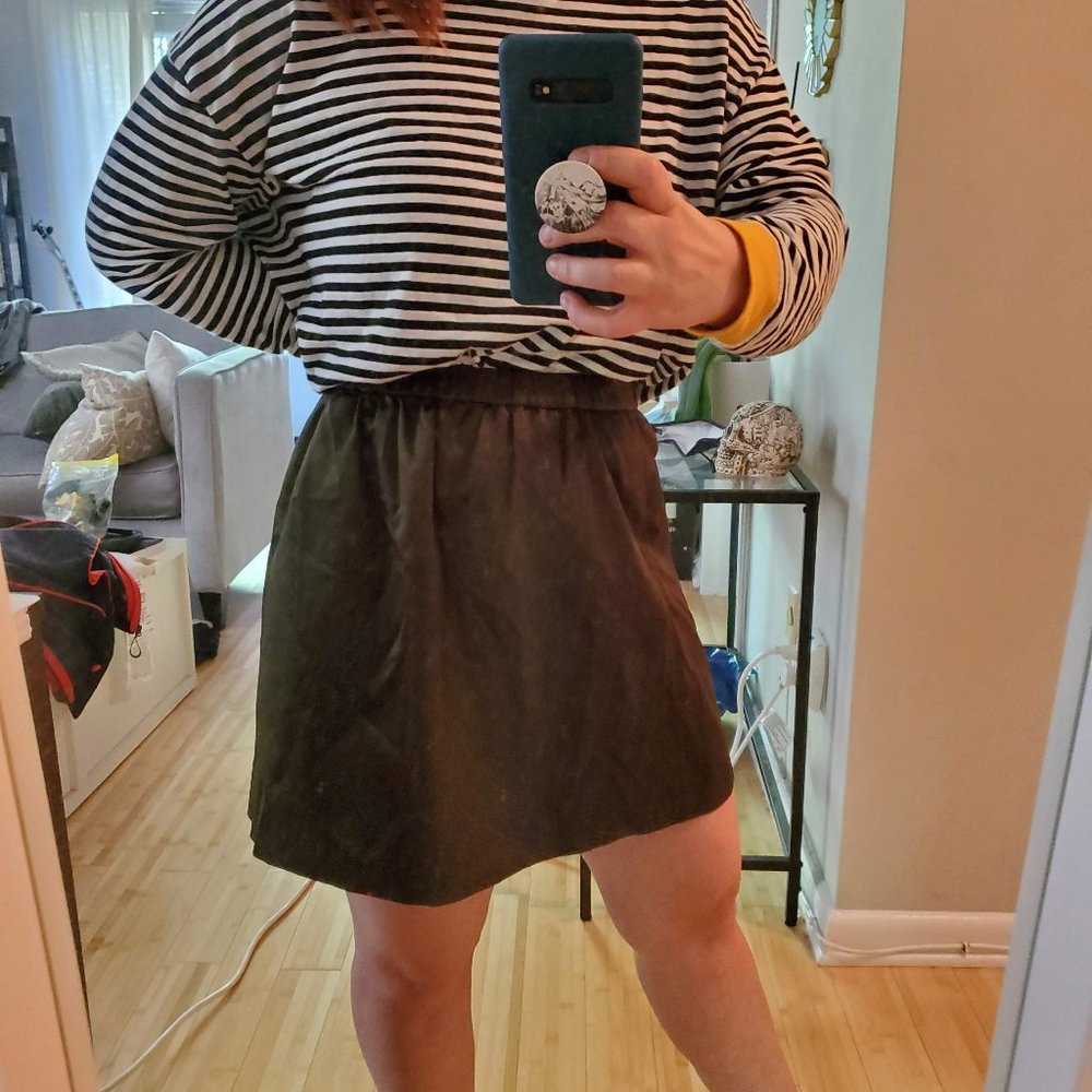 Madewell Olive Green Satin Party Skirt